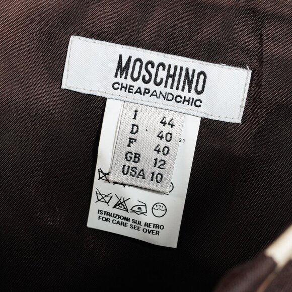 Moschino Cheap and Chic Taupe Leopard Silk & Cotton Empire-Waist Dress - Picture 7 of 9